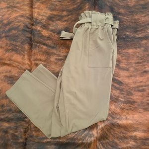 Olive green paper bag pants
